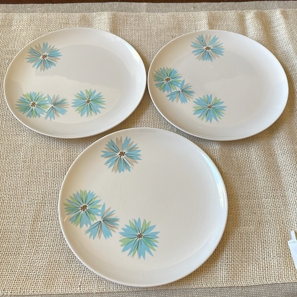 MCM Kokura Ware Ironstone Gay Down Japan set of 3 dessert plates blue flower - Picture 6 of 6